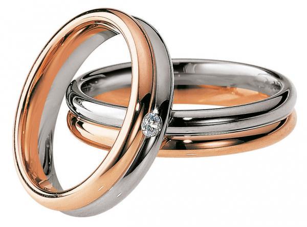 Trauringe Weiss-Rotgold von Saint Maurice 49-82058 + 49-82059