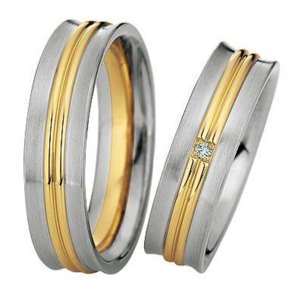 Trauringe Weiss-Gelbgold von Saint Maurice 49-82062 + 49-82063