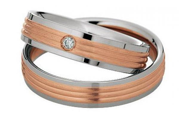 Trauringe Weiss-Rotgold von Saint Maurice 49-82070 + 49-82071