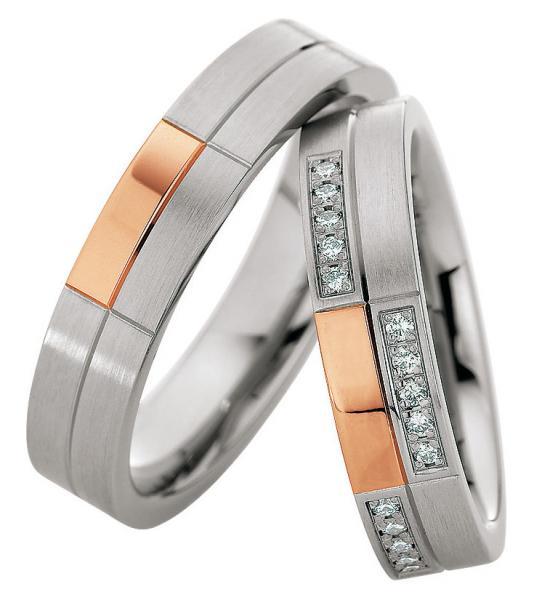 Trauringe Weiss-Rotgold von Saint Maurice 49-82078 + 49-82079