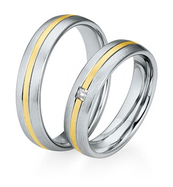 Trauringe Weiss-Gelbgold von Saint Maurice 841470 + 841480