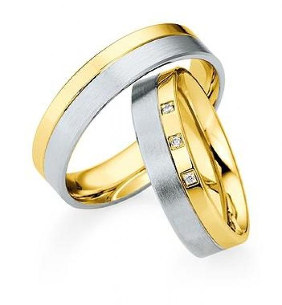 Partnerringe Weiss-Gelbgold von Saint Maurice 841510 + 841520