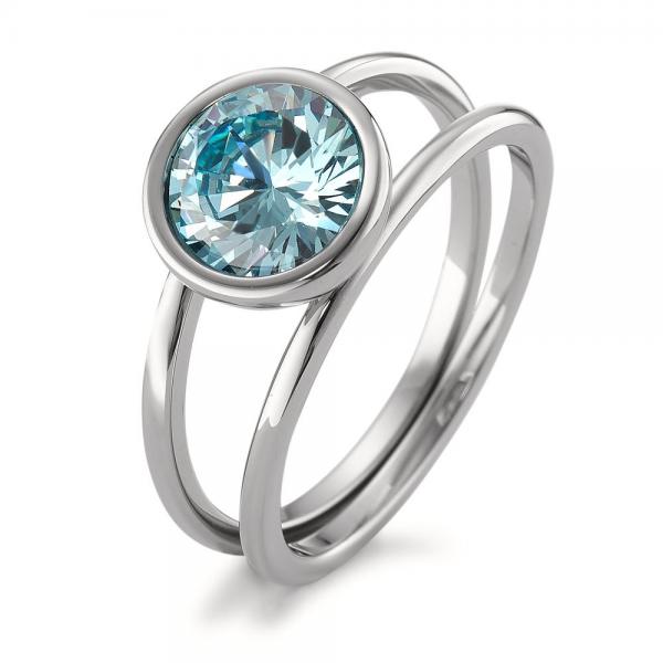 TeNo Ring Joy Edelstahl mit Aqua Blue Zirkonia  593942