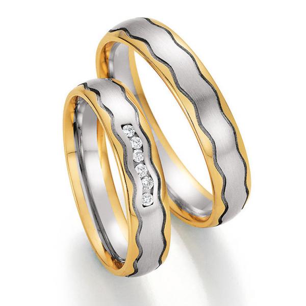 Trauringe Weiss-Gelbgold von Ruesch 66/36010-045