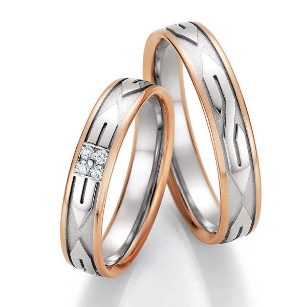 Trauringe Weiss-Rotgold von Ruesch 66/36050-045