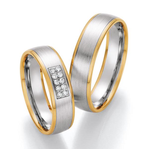 Trauringe Weiss-Gelbgold von Ruesch 66/37050-055