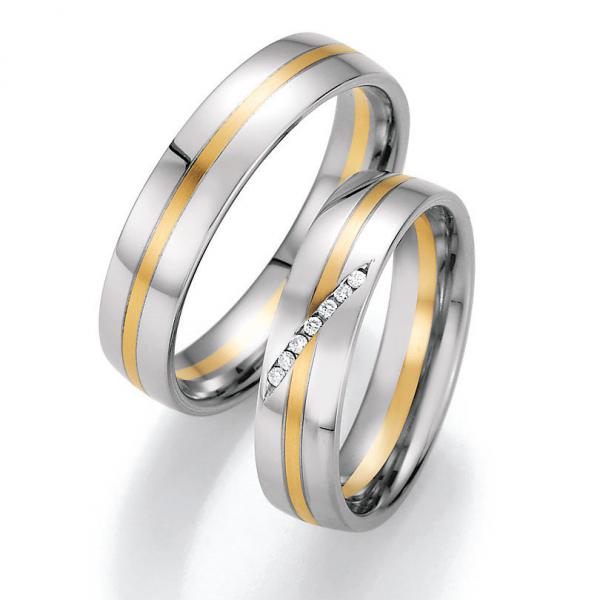 Trauringe Weiss-Gelbgold von Ruesch 66/40030-050