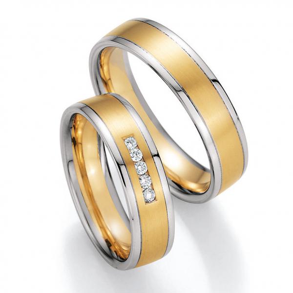 Trauringe Weiss-Gelbgold von Ruesch 66/40050-055