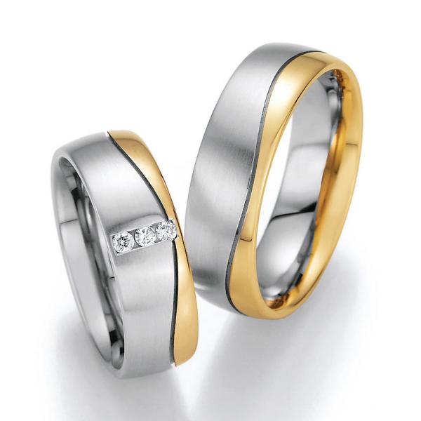 Trauringe Weiss-Gelbgold von Ruesch 66/40070-065