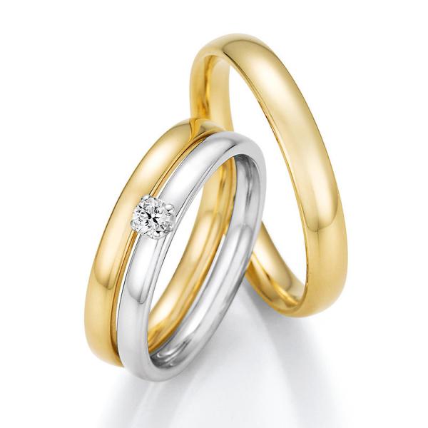 Trauringe Weiss-Gelbgold von Ruesch 66/62020-025