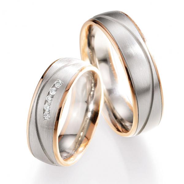 Trauringe Weiss-Rotgold von Ruesch 66/07090-065