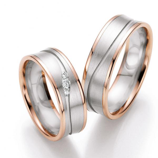 Trauringe Weiss-Rotgold von Ruesch 72/10007-065