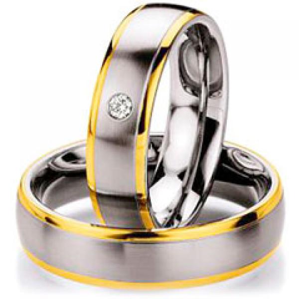 Partnerringe Edelstahl Gold/Keramik von Ruesch 88/01300-060