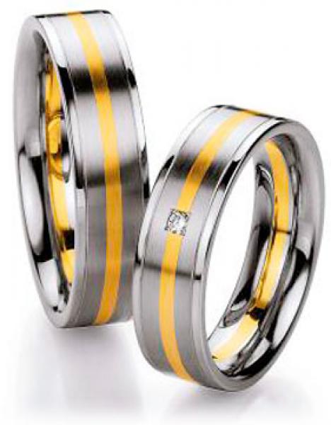 Partnerringe Edelstahl Gold/Keramik von Ruesch 88/01340-060