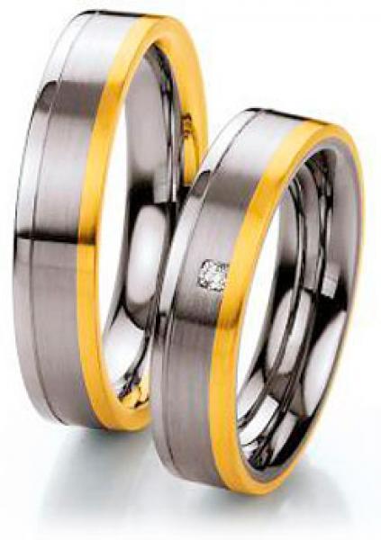 Partnerringe Edelstahl Gold/Keramik von Ruesch 88/01360-060