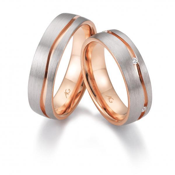 Trauringe Weiss-Rotgold von Gerstner 4/28649/6 + 28649/6