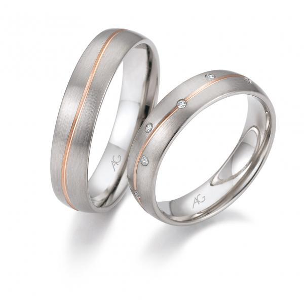 Trauringe Weiss-Rotgold von Gerstner 4/28652/5 + 28652/5