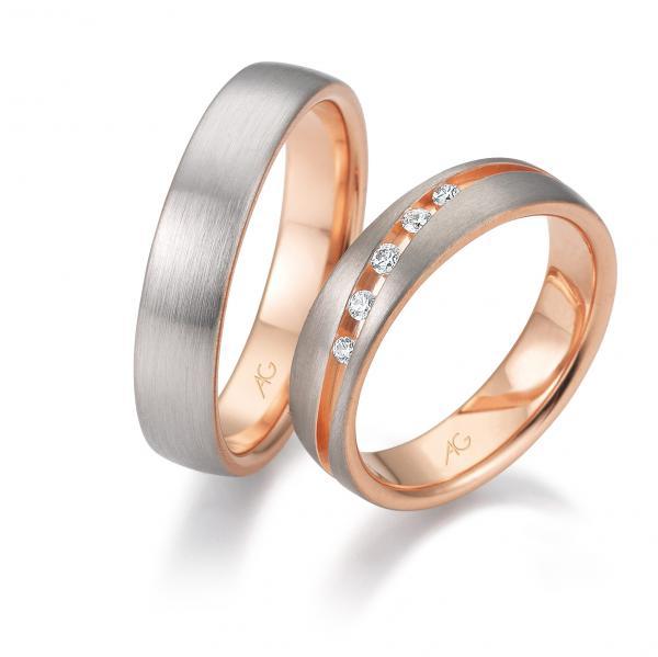 Trauringe Weiss-Rotgold von Gerstner 4/28655/5 + 28655/5