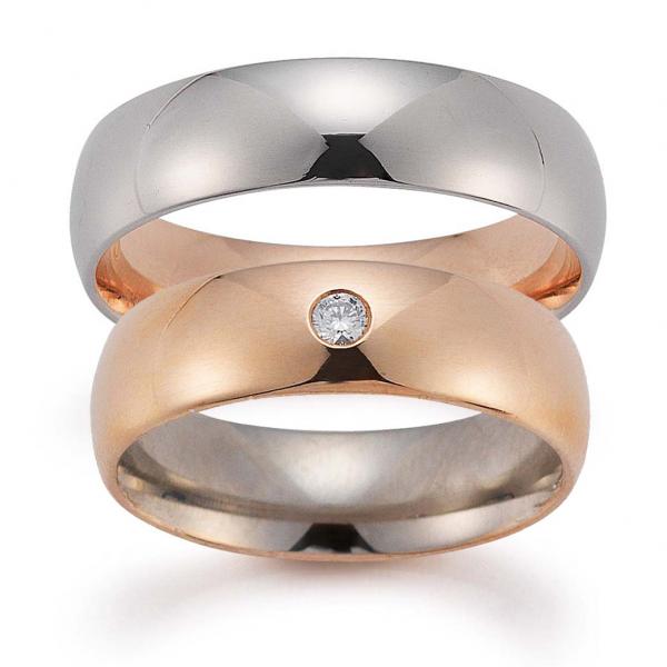 Trauringe Weiss-Rotgold von Gerstner 4/20511/6 + 20498/6