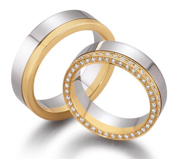 Trauringe Weiss-Gelbgold von Gerstner 4/28004/6 + 28004/6