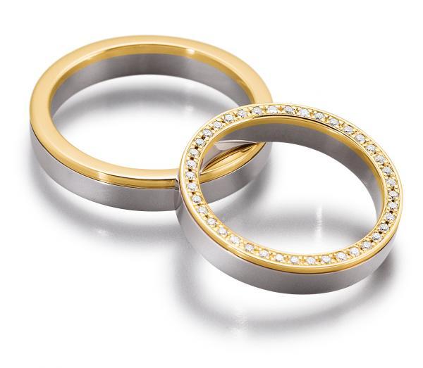 Trauringe Weiss-Gelbgold von Gerstner 4/28111/4