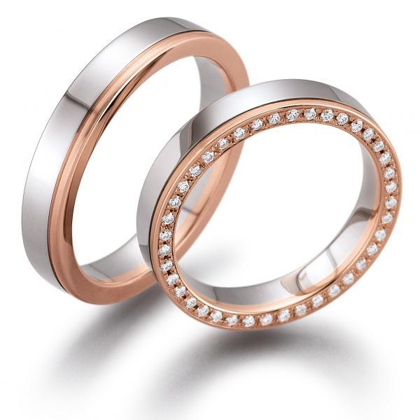 Trauringe Weiss-Rotgold von Gerstner 4/28111/4 + 28111/4