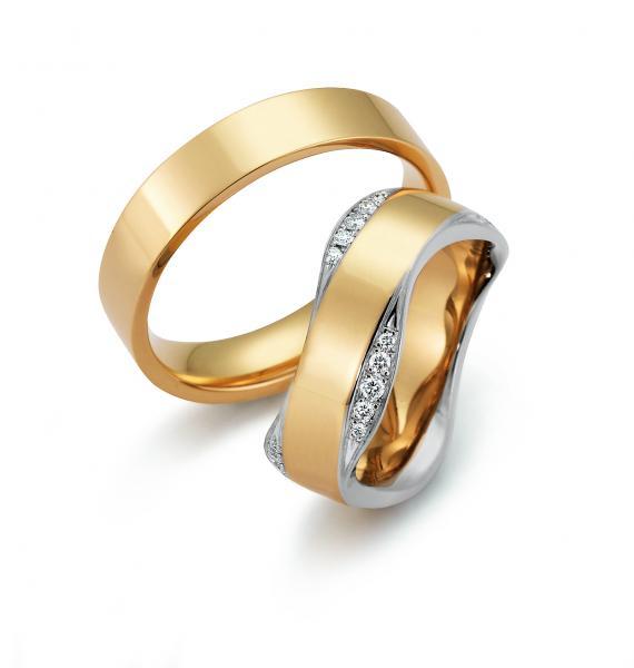 Trauringe Weiss-Rosegold von Gerstner 4/28179/6 + 28179/5