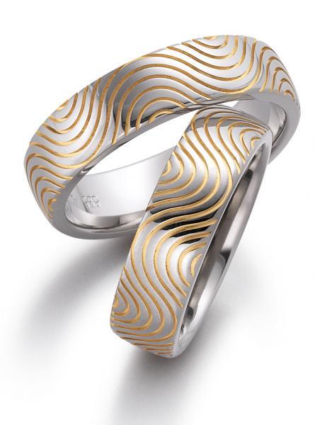 Trauringe Weiss-Gelbgold von Gerstner 28034/6 + 28034/6