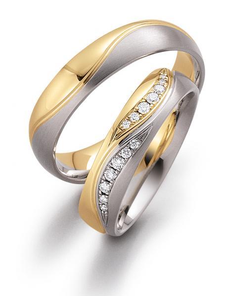 Trauringe Weiss-Gelbgold von Gerstner 4/28029/5 + 28029/5