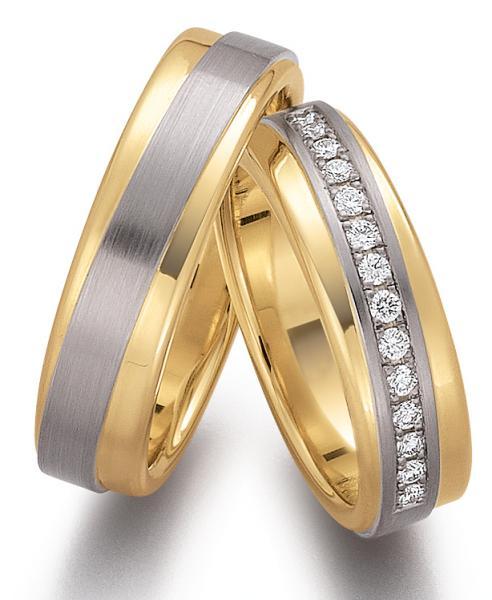 Trauringe Weiss-Gelbgold von Gerstner 4/28051/6 + 28051/6