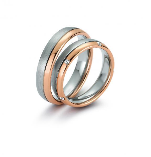 Trauringe Weiss-Rotgold von Gerstner 4/20909/5 + 20909/5