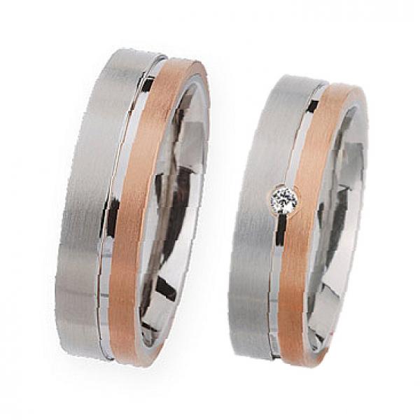 Partnerringe Edelstahl Gold/Keramik von Ernstes Design R168 + R167