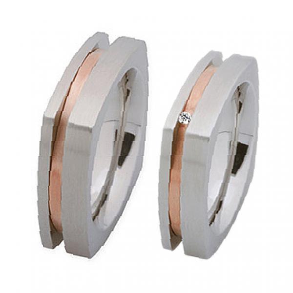 Partnerringe Edelstahl Gold/Keramik von Ernstes Design R175 + R174