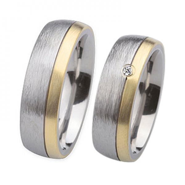 Partnerringe Edelstahl Gold/Keramik von Ernstes Design R236.7+ R235.7