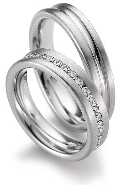 Trauringe Weissgold von Gerstner 4/27185/5 + 27185/5