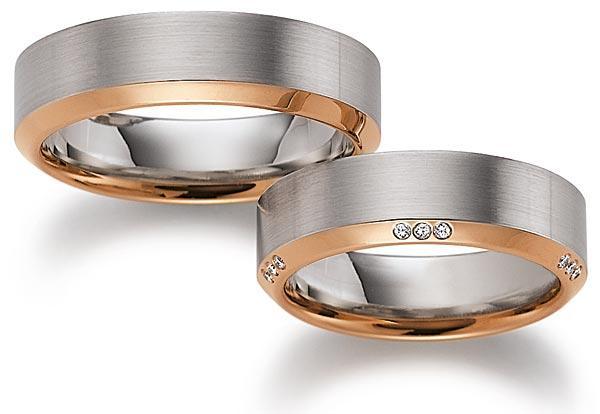 Trauringe Weiss-Rotgold von Gerstner 4/27443/6 + 27443/6