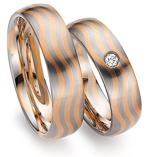 Trauringe Weiss-Rotgold von Gerstner 4/27494/6 + 27494/6