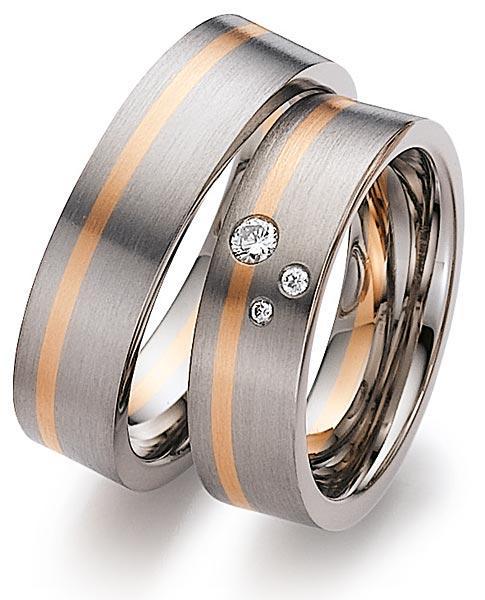 Trauringe Weiss-Rotgold von Gerstner 4/27519/6 + 27519/6