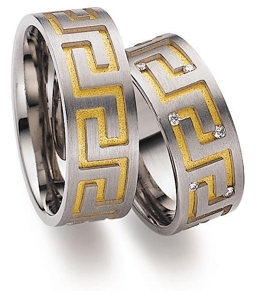 Trauringe Weiss-Gelbgold von Gerstner 4/27383/8 + 27383/8