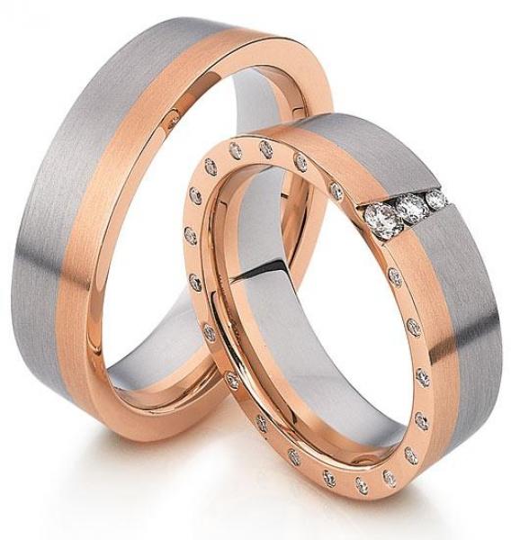 Trauringe Weiss-Rotgold von Gerstner 4/27941/6 + 27941/6