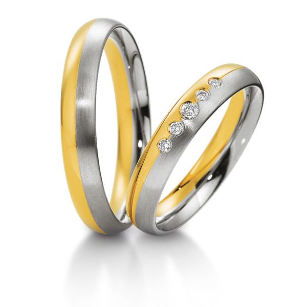 Trauringe Weiss-Gelbgold von Breuning 48/04043 + 48/04044