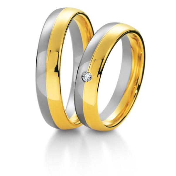 Trauringe Weiss-Gelbgold von Breuning 48/04049 + 48/04050