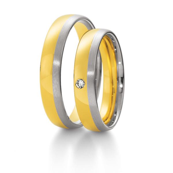 Trauringe Weiss-Gelbgold von Breuning 48/04051 + 48/04052