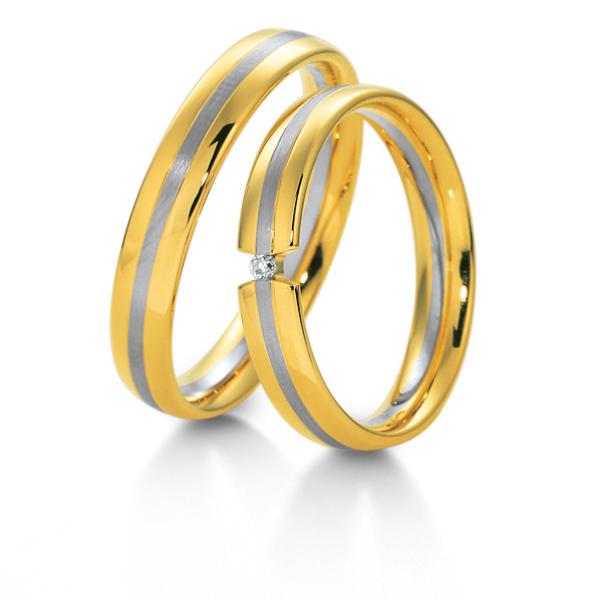 Trauringe Weiss-Gelbgold von Breuning 48/04057 + 48/04058