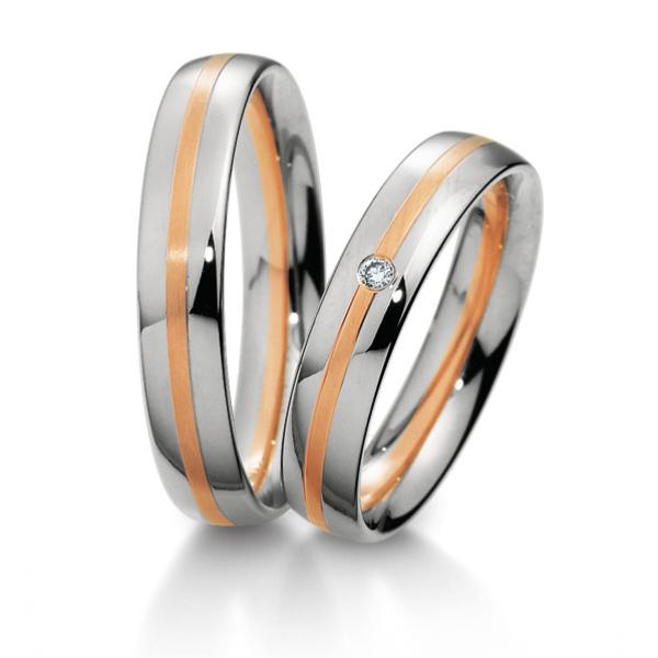 Trauringe Weiss-Rotgold von Breuning 48/04069 + 48/04070