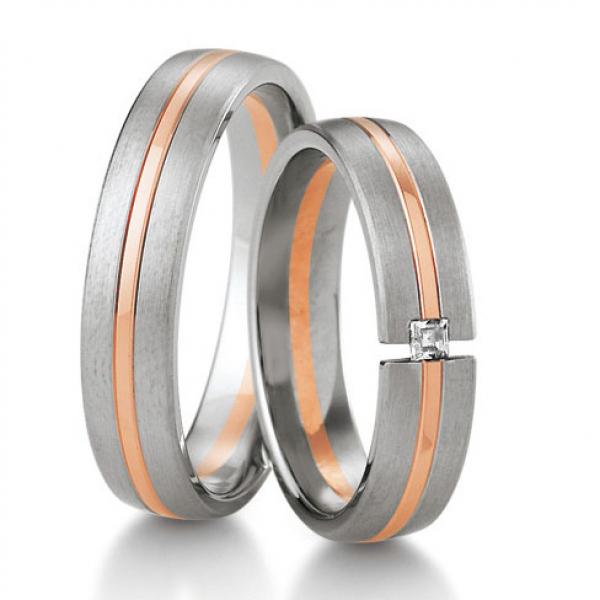 Trauringe Weiss-Rotgold von Breuning DR 041610 / HR 041620