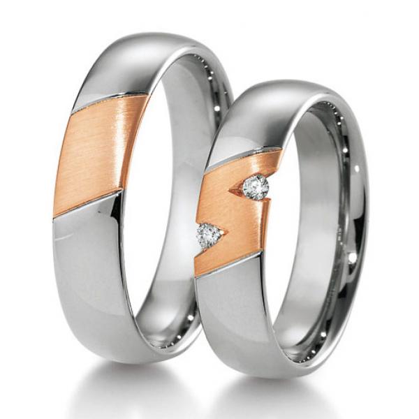 Trauringe Weiss-Rotgold von Breuning DR 041650 / HR 041660