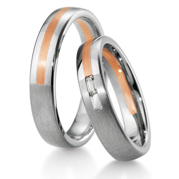 Trauringe Weiss-Rotgold von Breuning DR 041670 / HR 041680