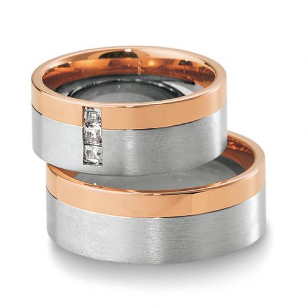 Trauringe Weiss-Rotgold von Breuning DR 041730 / HR 041740