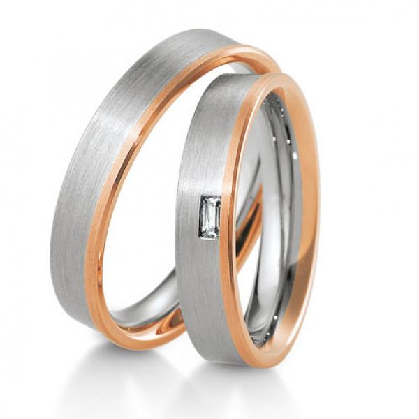 Trauringe Weiss-Rotgold von Breuning DR 041750 / HR 041760